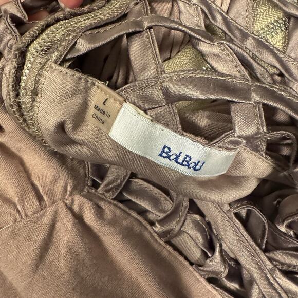 Calla Ruched Lattice Blouse Mauve Cutout Top Clubwear Y2K Stretch sz L - Picture 7 of 7